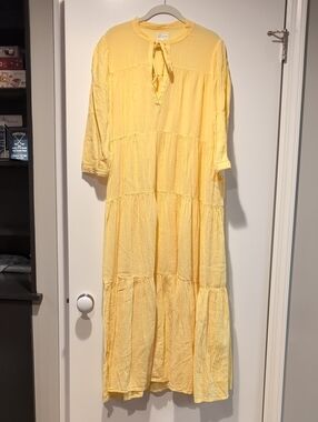 Lightweight Yellow 100% Cotton Maxi Dress